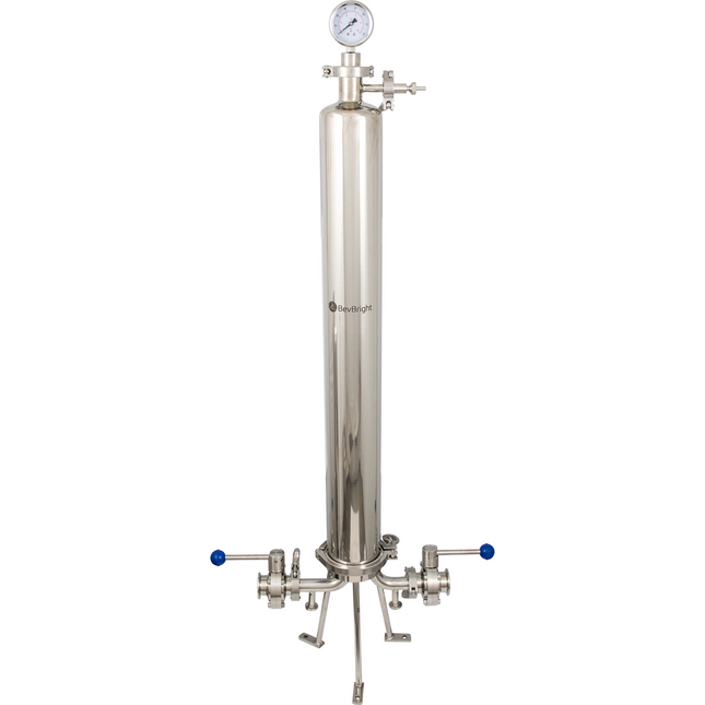 BevBright 316 Electro Polished S/S Cartridge Filter Housing - 30 in. - 1 Module Capacity - with fittings