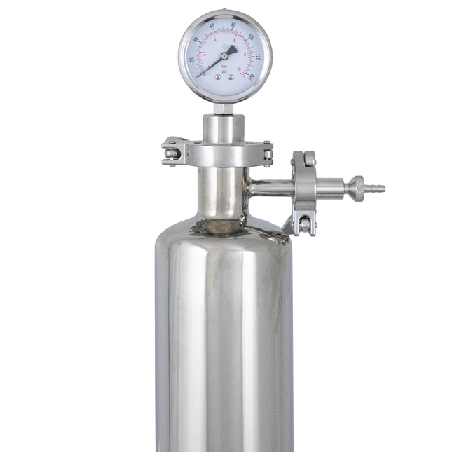 BevBright 316 Electro Polished S/S Cartridge Filter Housing - 30 in. - 1 Module Capacity - with fittings