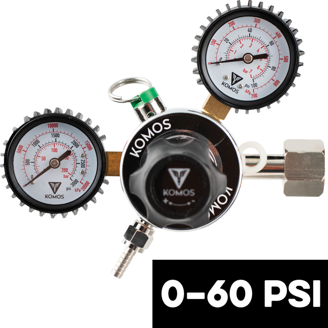 KOMOS Premium Dual Gauge CO2 Regulator - 60 psi