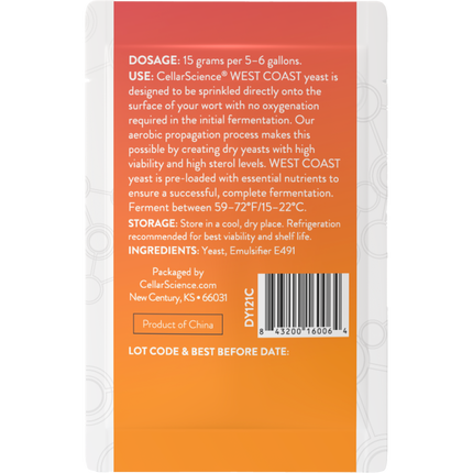 CellarScience - Dry Yeast - WEST COAST  - PLACEHOLDER