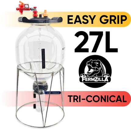 FermZilla Tri-Conical Easy-Grip Pressure Fermenter Starter Kit - 27L