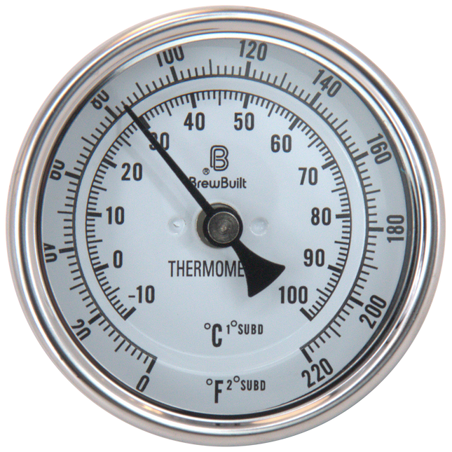 BrewBuilt - Thermometer - 1.5 in. T.C. - 3 in. Dial Face x 6 in. Probe