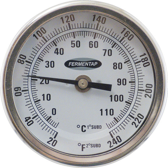 Fermentap Thermometer (3in. Face x 6in. Probe)